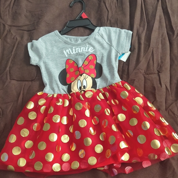 Disney Other - Disney Minnie Mouse Red and Gold Polka Dot Dress